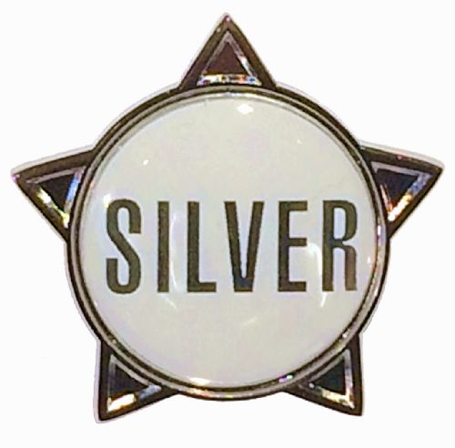SILVER (text) star badge